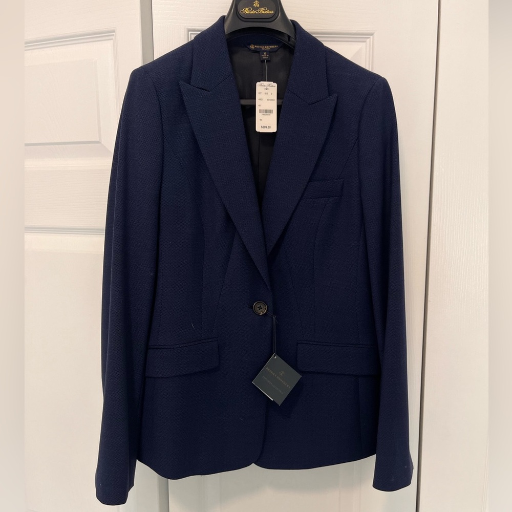 Women’s Brooks Brothers Explorer Wool Blend Suit Blazer Size US 10 NEW WITH TAGS